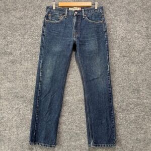 Levis 505 Jeans 31x30 Mens Straight Fit Faded Blue Denim Classic‎ Zip Fly Y2K